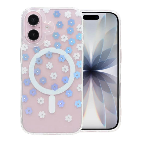 iPhone 17 Skal Blommigt Strass MagSafe Lila