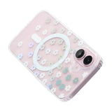 iPhone 17 Skal Blommigt Strass MagSafe Lila