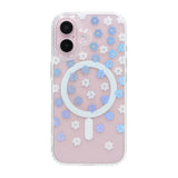 iPhone 17 Skal Blommigt Strass MagSafe Lila