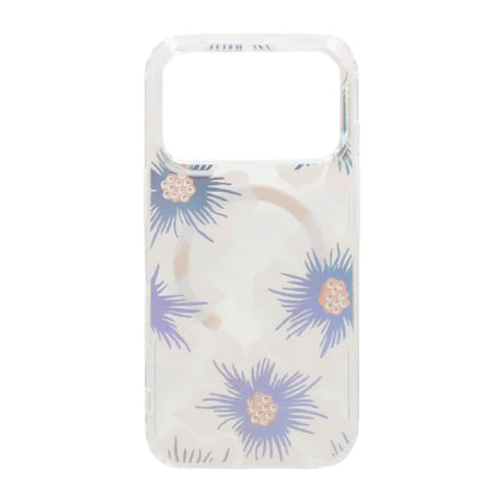 iPhone 17 Pro Skal Blommigt Strass MagSafe Blå Lila