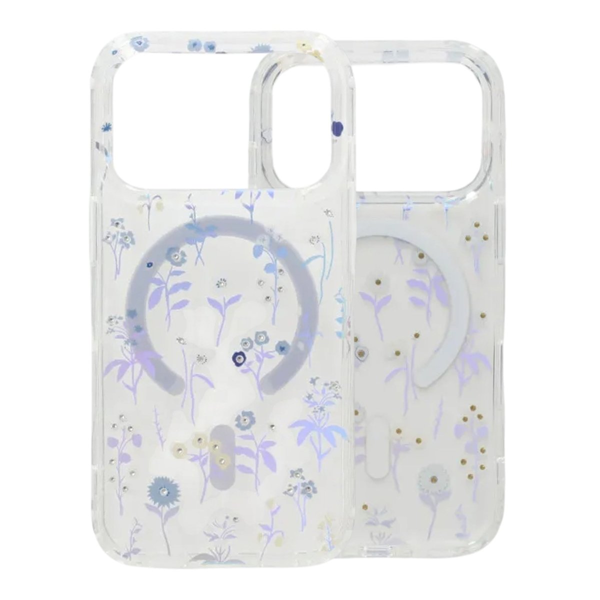iPhone 17 Pro Skal Blommigt Strass MagSafe Blå