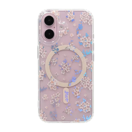 iPhone 17 Skal Blommigt Strass MagSafe Rosa