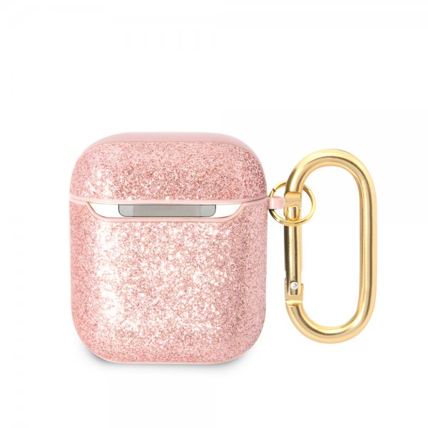 Guess AirPods 1/2 Skal Glitter Flakes Rosa