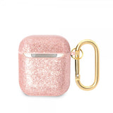 Guess AirPods 1/2 Skal Glitter Flakes Rosa