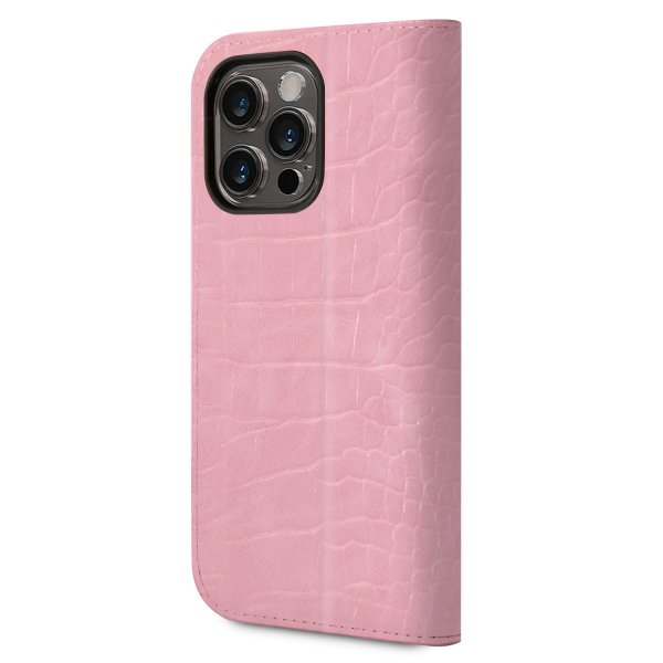 Guess iPhone 14 Pro Fodral Croco Rosa
