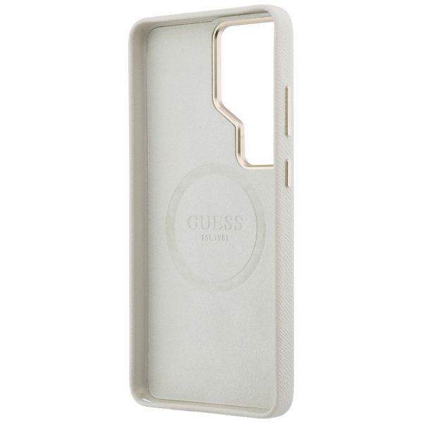 Guess Samsung Galaxy S26 Ultra Skal Rhinestone Logo MagSafe Beige