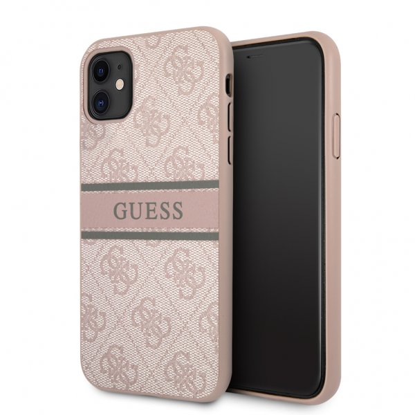 Guess iPhone 11 Skal Printed Stripe Rosa
