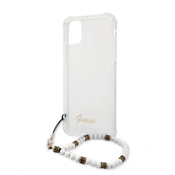Guess iPhone 11 Skal Script & Pearls Vit Klar