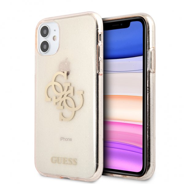 Guess iPhone 11 Skal Full Glitter Guld