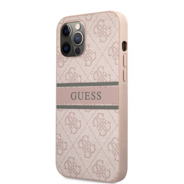 Guess iPhone 12 Pro Max Skal Printed Stripe Rosa