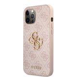 Guess iPhone 12/iPhone 12 Pro Skal Metal Logo Rosa