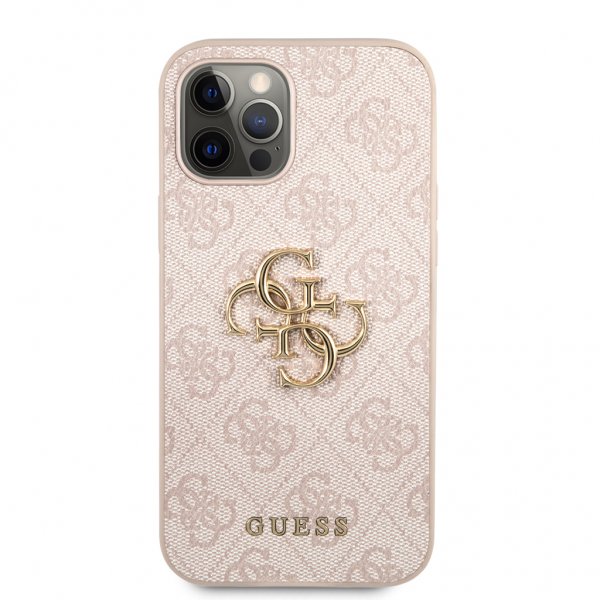 Guess iPhone 12 Pro Max Skal Metal Logo Rosa