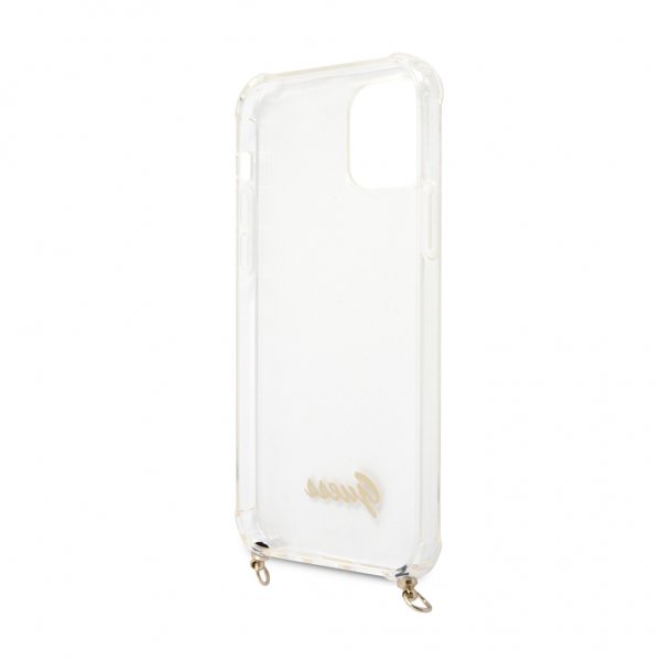 Guess iPhone 12/iPhone 12 Pro Skal Chain & Script Guld Klar