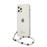 Guess iPhone 12/iPhone 12 Pro Skal Script & Pearls Vit Klar