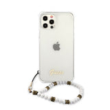 Guess iPhone 12/iPhone 12 Pro Skal Script & Pearls Vit Klar
