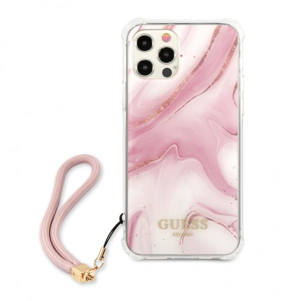 Guess iPhone 12/iPhone 12 Pro Skal Marble Rosa