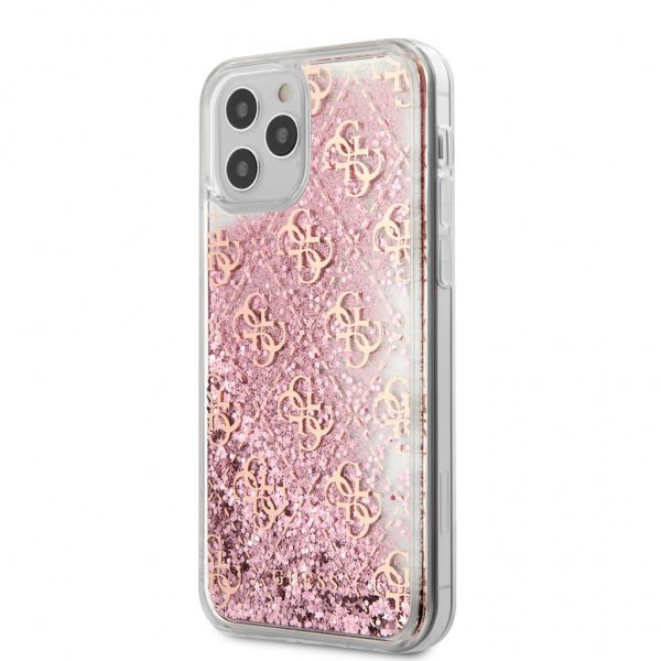 Guess iPhone 12/iPhone 12 Pro Skal Liquid Glitter Rosa