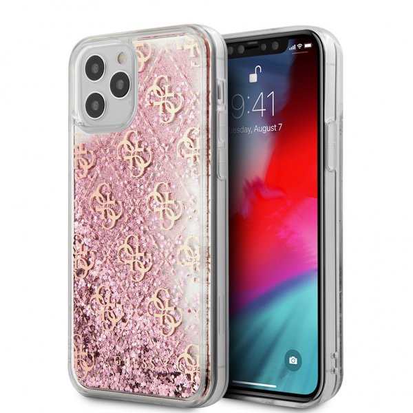 Guess iPhone 12/iPhone 12 Pro Skal Liquid Glitter Rosa