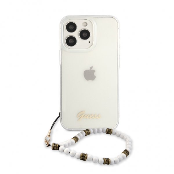 Guess iPhone 13 Pro Skal Pearl Handle Script Logo Vit