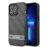 Guess iPhone 13 Pro Skal Printed Stripe Bottom Grå