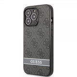 Guess iPhone 13 Pro Skal Printed Stripe Bottom Grå