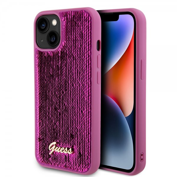 Guess iPhone 13 Skal Sequin Fuschia