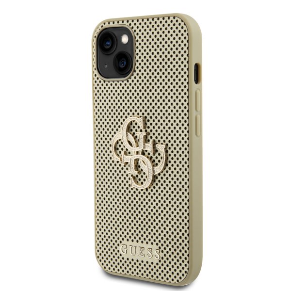 Guess iPhone 13 Skal Perforated Glitter Guld