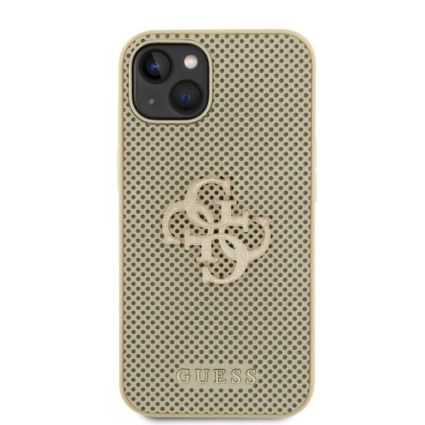 Guess iPhone 13 Skal Perforated Glitter Guld