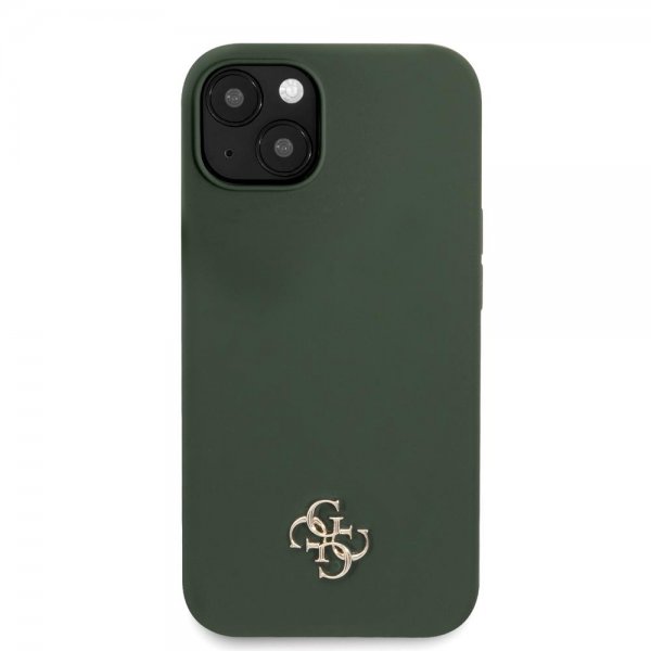 Guess iPhone 13 Skal Silicone Metal Logo 4G Grön
