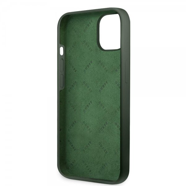 Guess iPhone 13 Skal Silicone Metal Logo 4G Grön