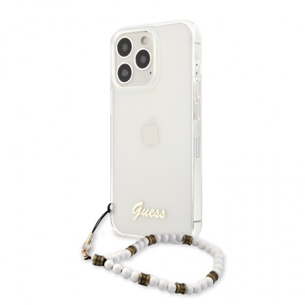 Guess iPhone 13 Pro Max Skal Pearl Handle Script Logo Vit