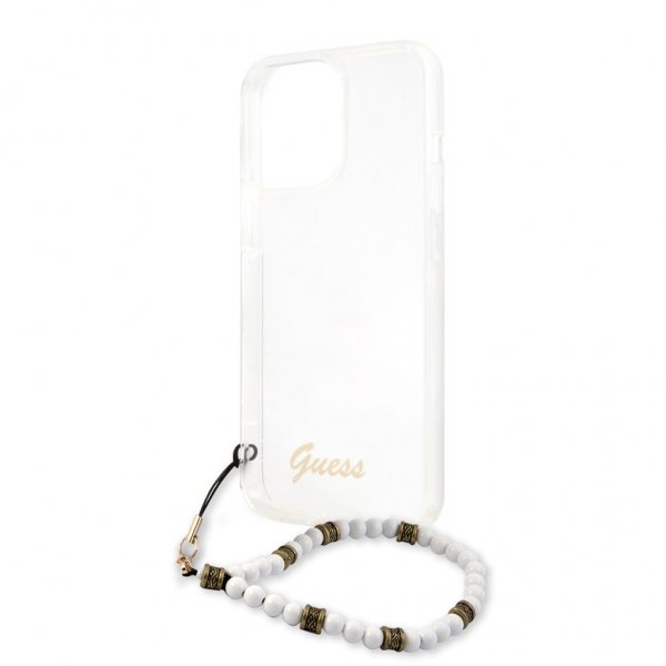 Guess iPhone 13 Pro Max Skal Pearl Handle Script Logo Vit