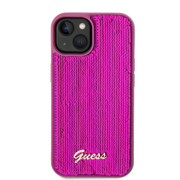 Guess iPhone 15 Skal Sequin Fuschia