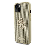 Guess iPhone 15 Skal Perforated Glitter Guld