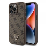Guess iPhone 15 Pro Max Skal 4G Metal Triangle Strass Brun