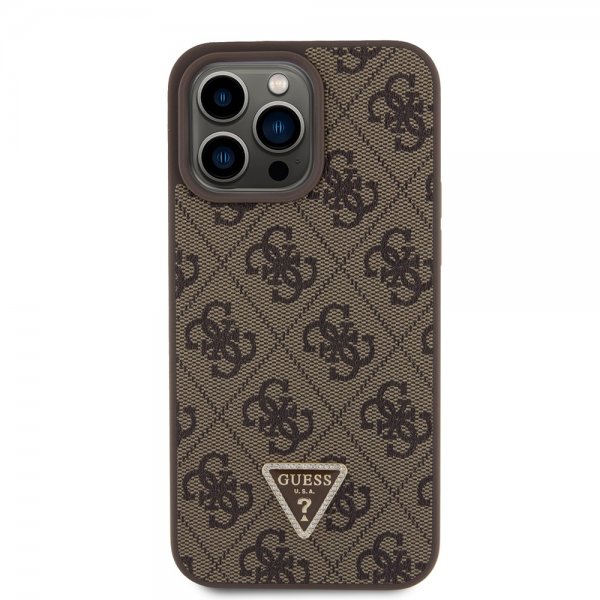 Guess iPhone 15 Pro Max Skal 4G Metal Triangle Strass Brun