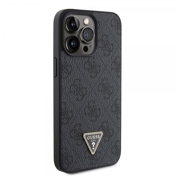 Guess iPhone 15 Pro Max Skal Metal Logo Strass Crossbody Strap Svart