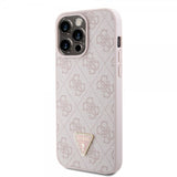 Guess iPhone 15 Pro Max Skal Metal Logo Strass Crossbody Strap Rosa