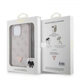 Guess iPhone 15 Pro Max Skal Metal Logo Strass Crossbody Strap Rosa