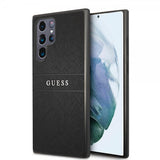 Guess Samsung Galaxy S22 Ultra Skal Saffiano Metal Logo Svart
