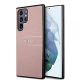 Guess Samsung Galaxy S22 Ultra Skal Saffiano Metal Logo Rosa