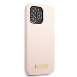 Guess iPhone 13 Pro Skal Silicone Metal Plate MagSafe Rosa
