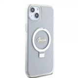 Guess iPhone 15 Plus Skal Ring Stand Glitter MagSafe Transparent