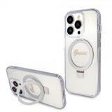 Guess iPhone 15 Pro Max Skal Ring Stand Glitter MagSafe Transparent