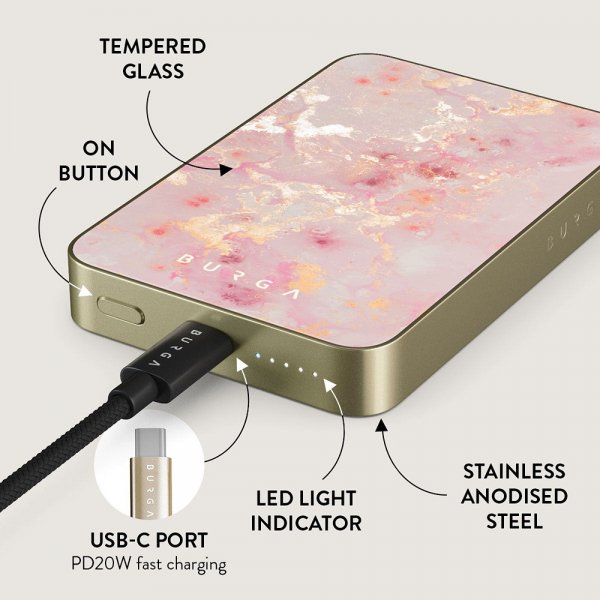 Burga Powerbank MagSafe 5000 mAh Golden Coral Gold