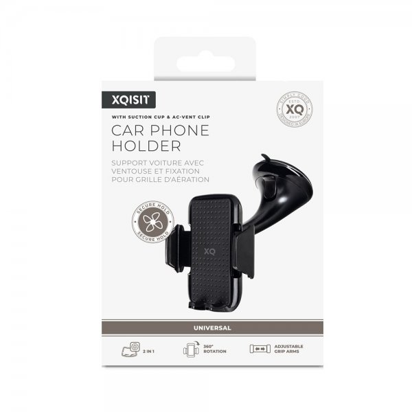 Xqisit Hållare Car Phone Holder with Suction Cup & AC-vent Clip