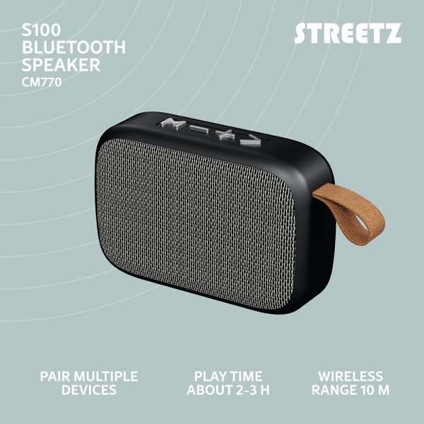 Streetz Högtalare S100 Portable Compact Bluetooth Speaker Svart