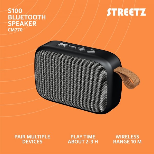 Streetz Högtalare S100 Portable Compact Bluetooth Speaker Svart