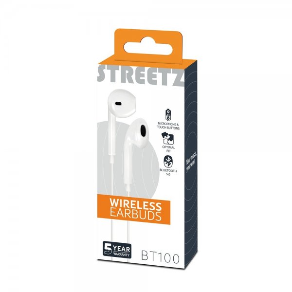 Streetz Hörlurar BT100 Wireless Earbuds Vit
