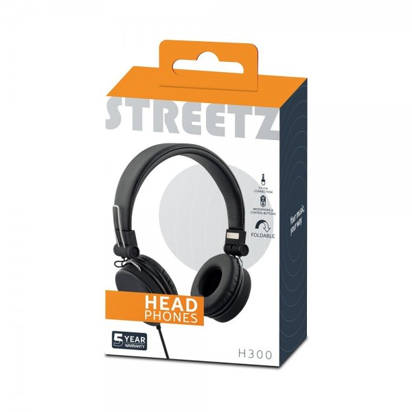 Streetz Hörlurar H300 Headphones 3.5mm Svart